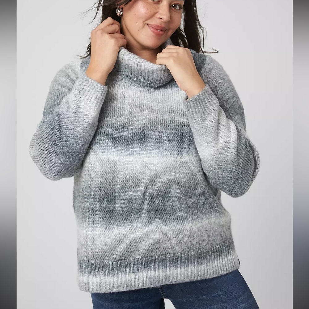 LANE BRYANT Classic Cowlneck Ombre Spacedye Sweater